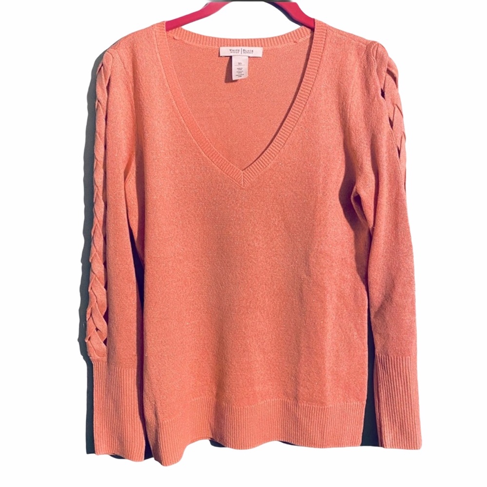 WHBM Braid Sleeve Shimmering Sweater XS